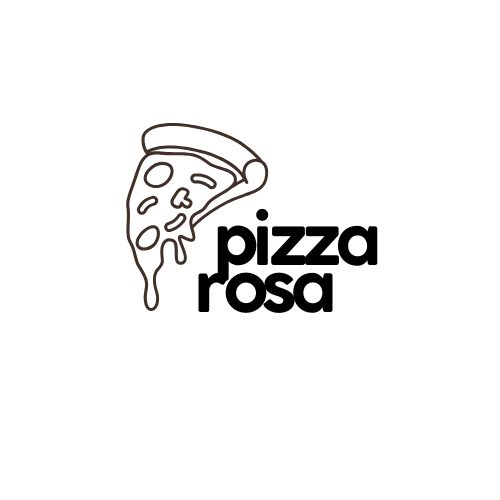 Black and White Flat Illustrative Pizza Restaurant Logo